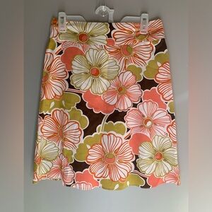 Espresso Womens VTG Floral Retro 70s Cotton Back Zip Knee Length Light Skirt M